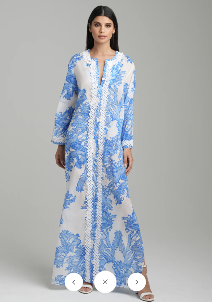 AvA beautiful caftans are made from fabric patterns created by designer Ala von Auersperg. (Photo courtesy of AvA) 